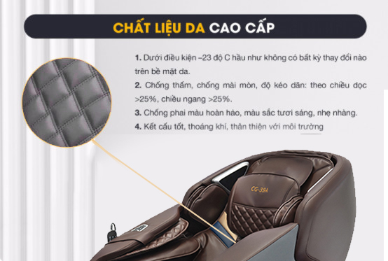 Ghế massage cao cấp CG-39A có chất liệu da ghế cao cấp siêu bền bỉ