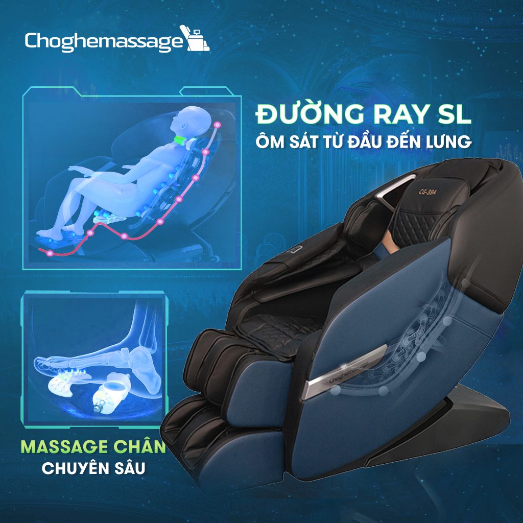 Ghế massage cao cấp CG-39A có hệ thống con lăn chạy theo đường SL