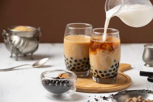 composition with delicious thai tea beverage