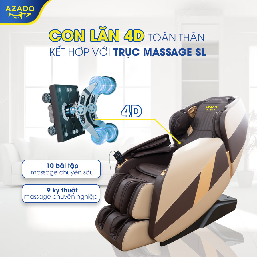 Ghế massage Azado A450 có hệ thống con lăn 4D massage toàn thân