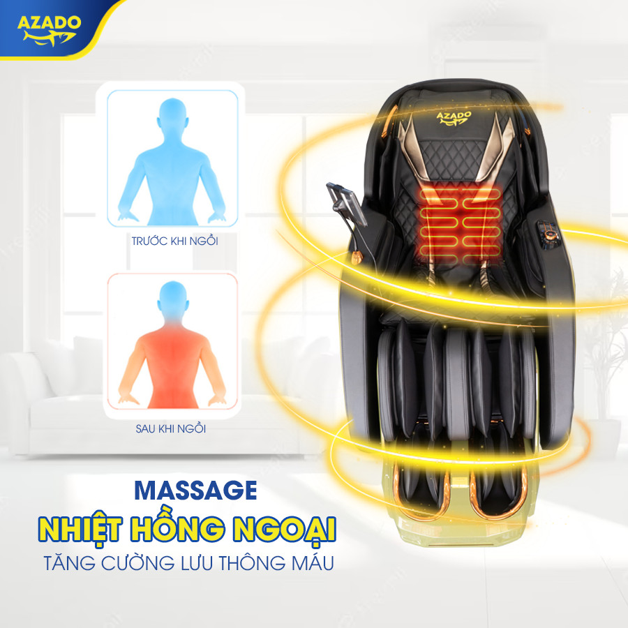Chức năng massage nhiệt hồng ngoại của ghế massage AZADO A800