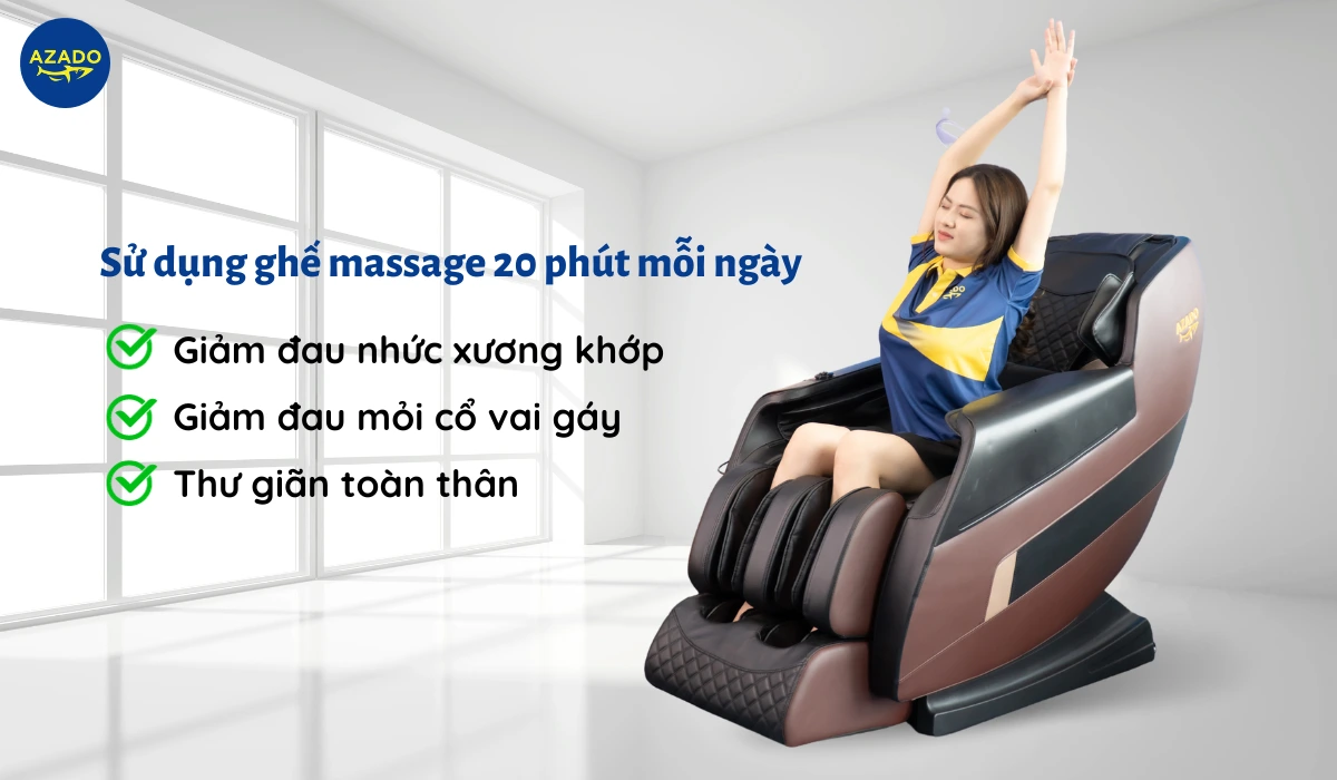 Ghế massage giúp giảm đau mỏi vai gáy, đau nhức xương khớp